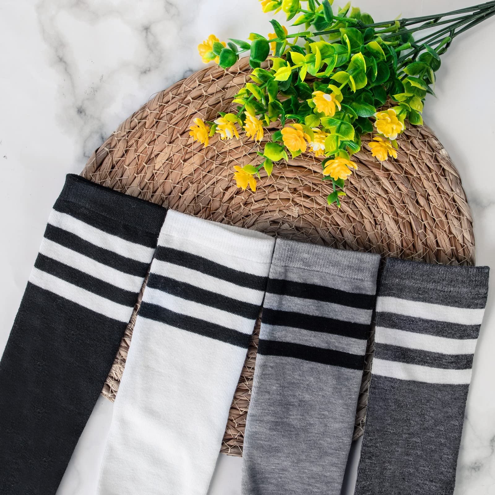 4 пары чулок выше колена, женские гольфы, длинные носки, волейбольные носки, спортивные носки, женские носки, один размер, фото №7