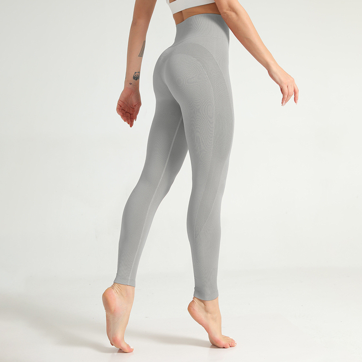 Леггинсы женские спортивные 9680 S светло-серые, фото №9
