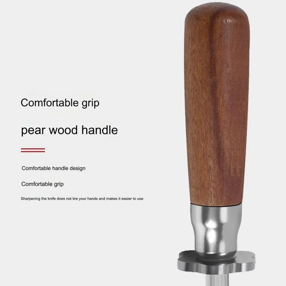 Мусат для заточування ножів нержавіюча сталь дерев'яна ручка 12 дюймів (30 см), фото №2
