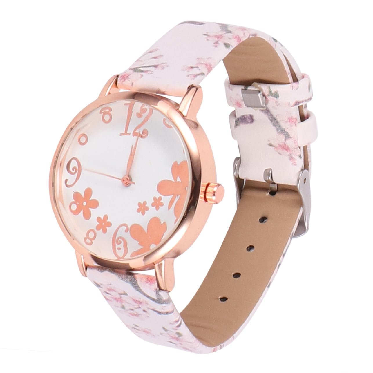 Жіночий наручний годинник PartyKindom з візерунком сливового цвіту, кварцовий годинник з ремінцем і пряжкою, фото №3