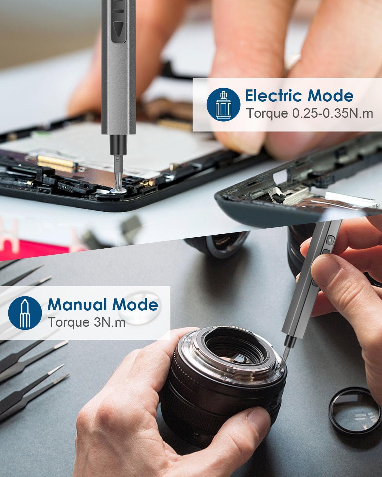 Електрична викрутка Vastar Cordless Mini Precision Set 34 Magnetic Precision Bits Portable Repair Tool Kit LED Lights, фото №7