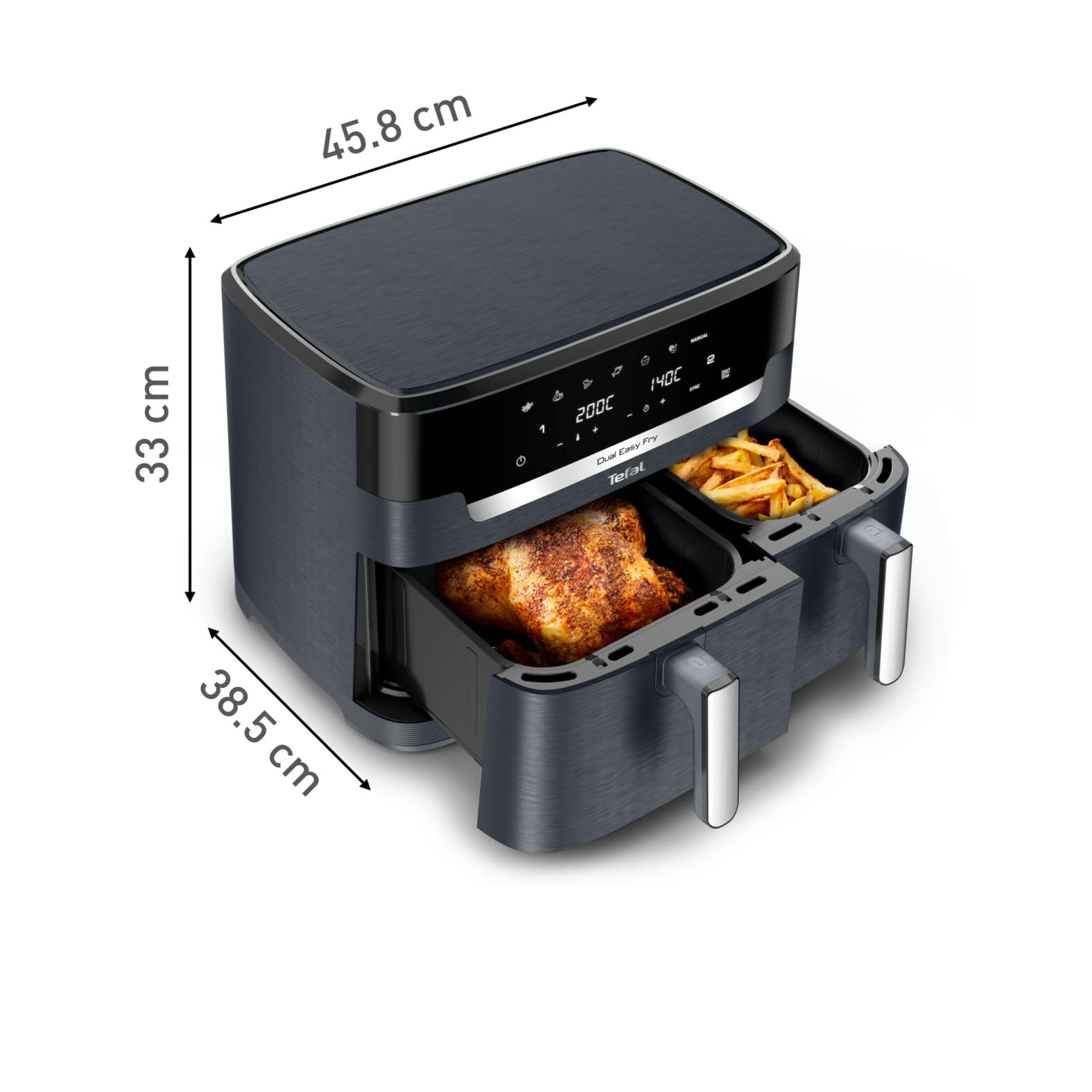 Мультипечь Tefal Dual Easy Fry XXL EY942B 11 л 2 камеры 7 программ 2700 Вт Digital Display Extra Crisp, фото №9 Мультипечь Tefal Dual Easy Fry XXL EY942B 11 л 2 камеры 7 программ 2700 Вт Digital Display Extra Crisp, фото №9