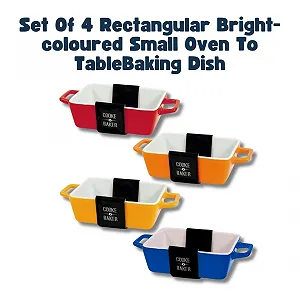 Набор форм для запекания Cooke and Baker 4 шт прямоугольные керамические 5х10х12 см разноцветные synthetic.ua - Фото 1