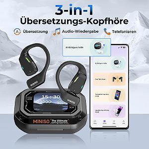 Навушники-перекладач MINISO M98 AI, 3-в-1 з додатком, 134 мови перекладу, з сенсорним РК-екраном, з відкритим вухом для навчання, подорожей synthetic.ua - Фото 1