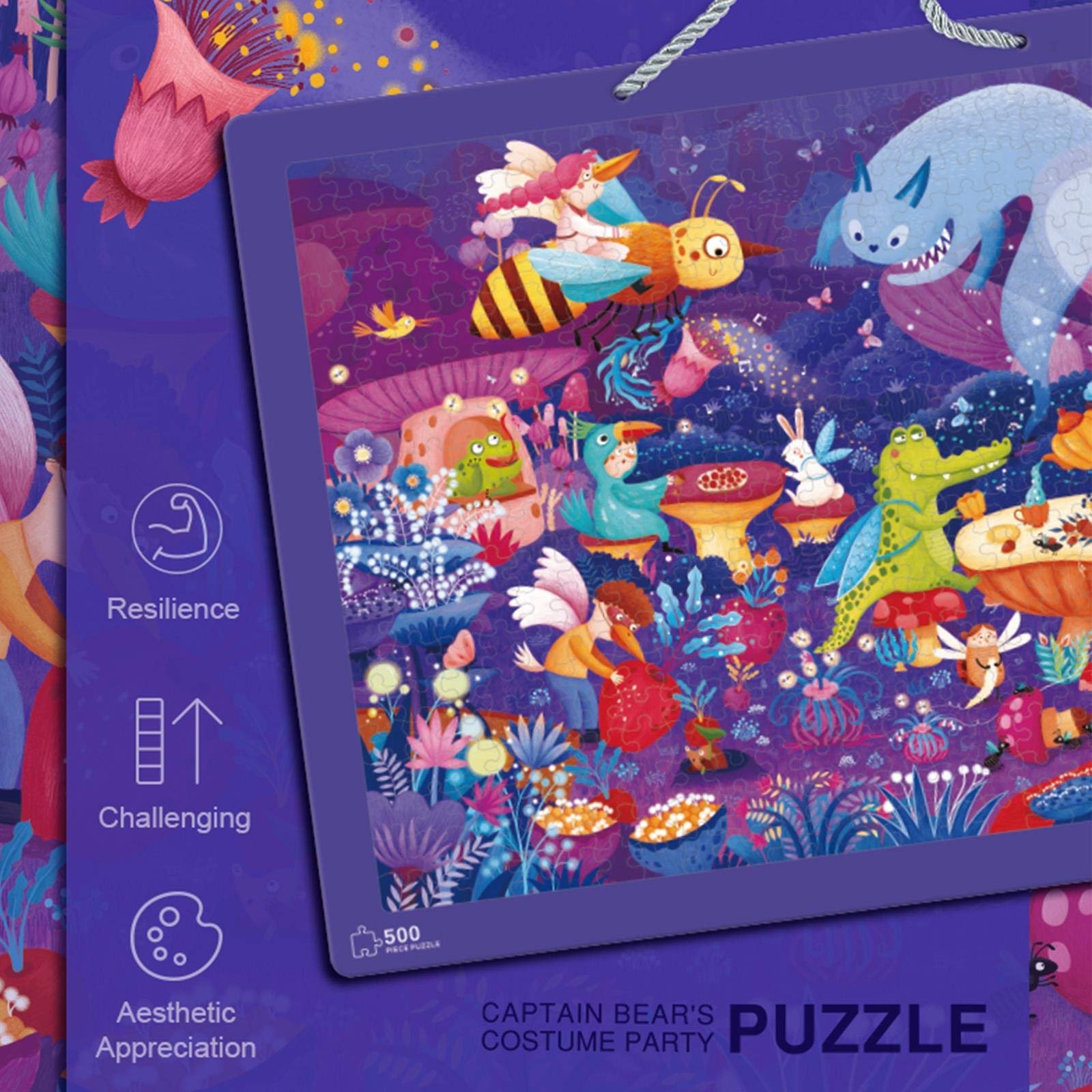 Пазл boppi Mideer Captain Bear's Birthday Party 500 деталей 52 см с рамкой и шнуром для подвешивания, фото №7