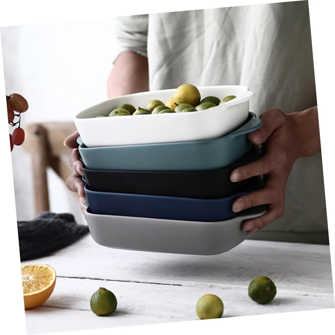 Фарфоровая форма для запекания Ciieeo прямоугольная с ручками термостойкая белая, фото №3 Фарфоровая форма для запекания Ciieeo прямоугольная с ручками термостойкая белая, фото №3