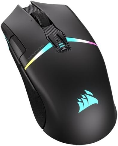 Ігрова бездротова миша Corsair NIGHTSABRE RGB / Bluetooth / Радіоканал / 26000 DPI / 8 кнопок / RGB підсвітка / Інерційне 4Д колесо / Чорна (CH-931B011), фото №2