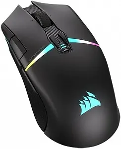 Ігрова бездротова миша Corsair NIGHTSABRE RGB / Bluetooth / Радіоканал / 26000 DPI / 8 кнопок / RGB підсвітка / Інерційне 4Д колесо / Чорна (CH-931B011) synthetic.ua - Фото 1