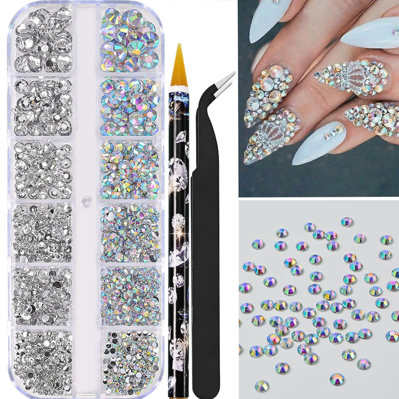 Перлини для нігтів 4 коробки Плоскі Стрази Бісер Аксесуари для дизайну нігтів, фото №4 Перлини для нігтів 4 коробки Плоскі Стрази Бісер Аксесуари для дизайну нігтів, фото №4