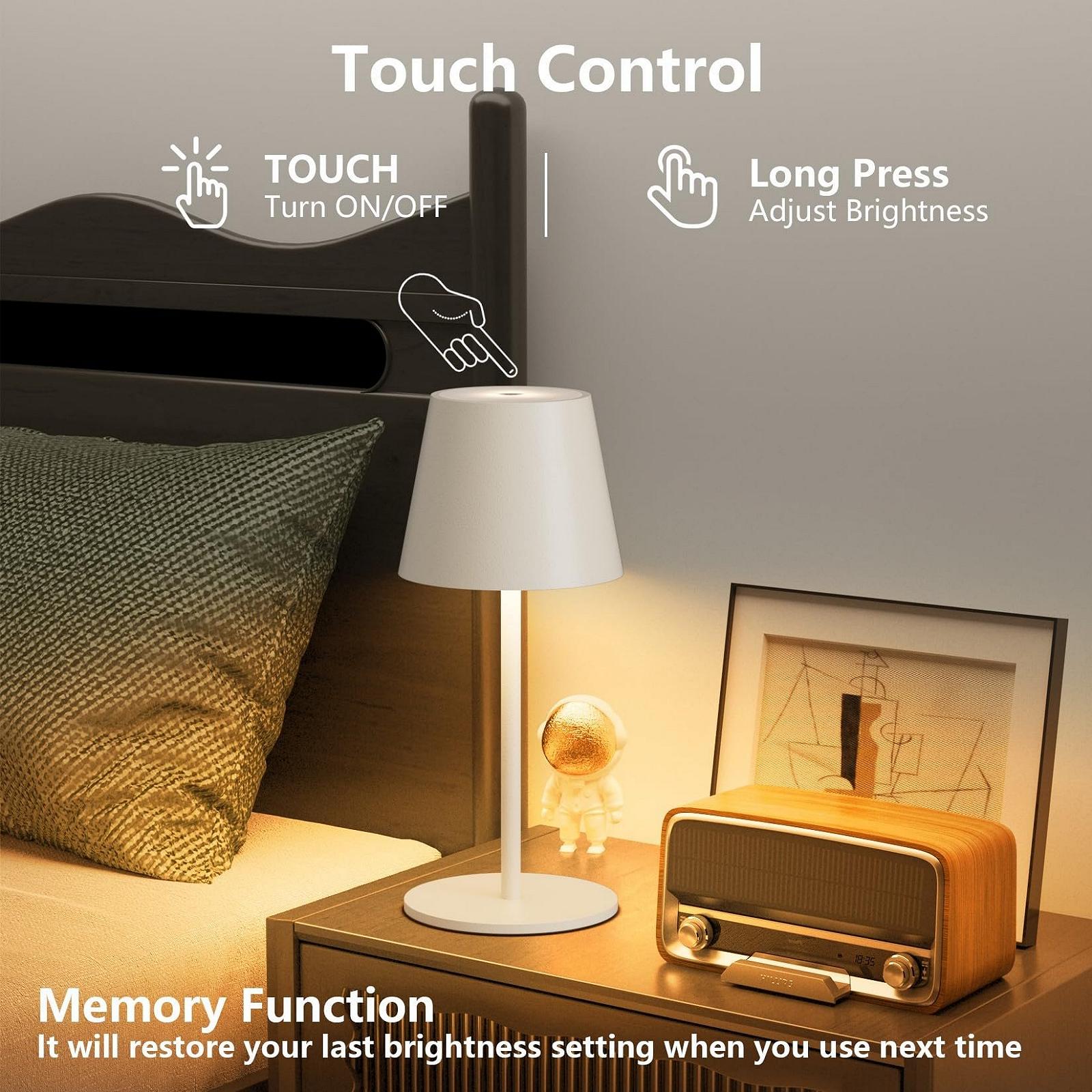 Настільна лампа lundwa LED Battery Beige 26 см, 5000 мАг (5 В 2 А) акумуляторна, 3 Вт 3000 K бездротова, IP54 вулична, 2 шт., фото №7