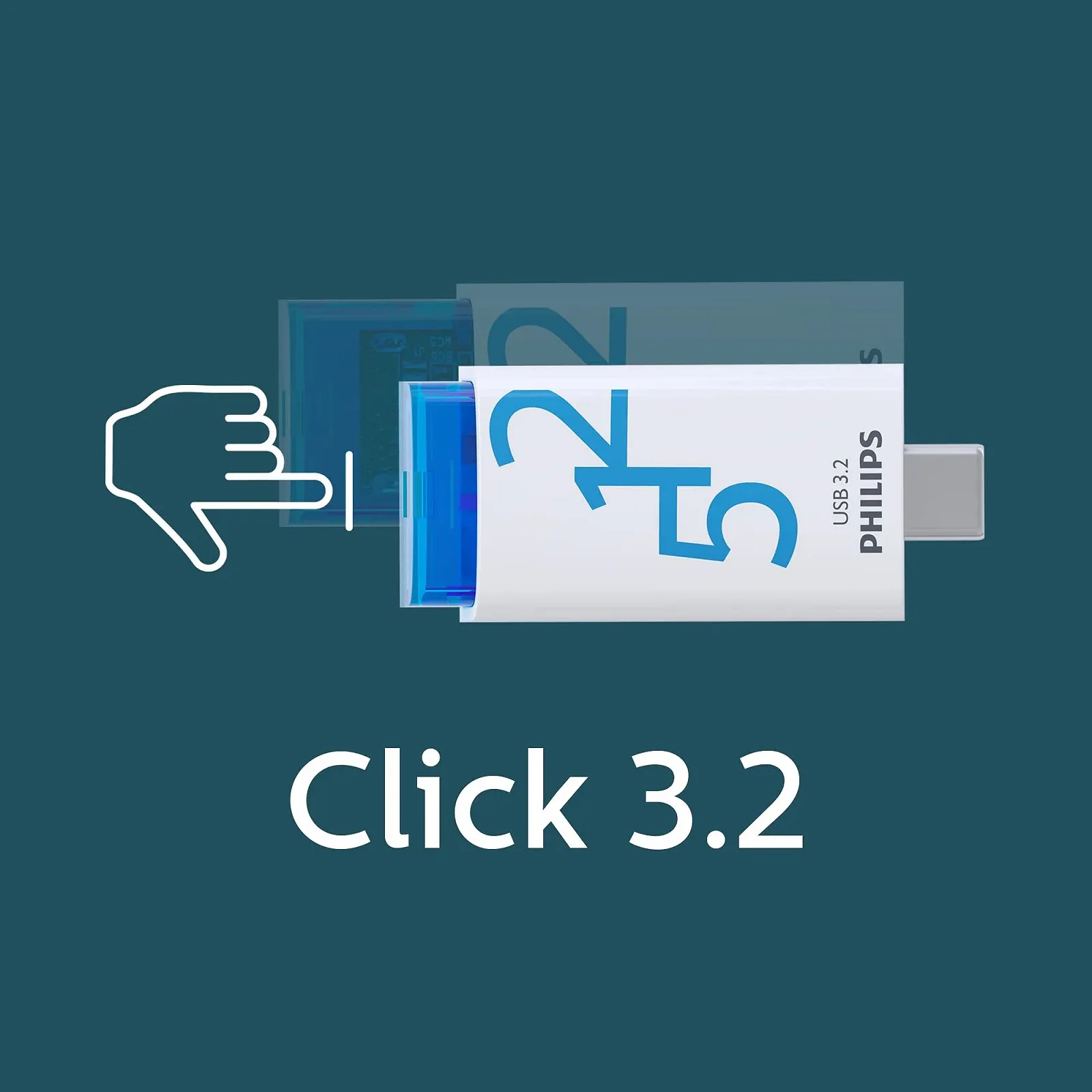 USB-флеш-накопичувач Philips Click Edition 512GB USB-C USB 3.2 Gen 1 White/Blue, фото №7 USB-флеш-накопичувач Philips Click Edition 512GB USB-C USB 3.2 Gen 1 White/Blue, фото №7