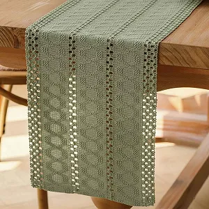 Купити Ранер для столу Boho Modern Farmhouse Macrame Cotton Linen 30 x 180 см Sage Green - Фото 1 Ранер для столу Boho Modern Farmhouse Macrame Cotton Linen 30 x 180 см Sage Green - Фото 1