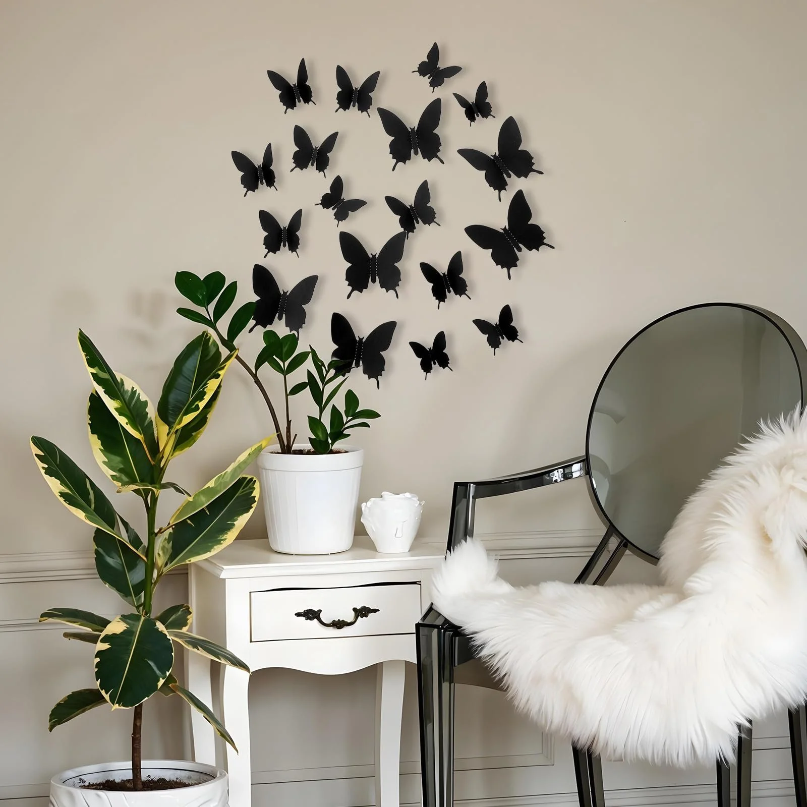 Набір наклейок на стіну 3D Метелики 48 штук Чорний, фото №2 Набір наклейок на стіну 3D Метелики 48 штук Чорний, фото №2
