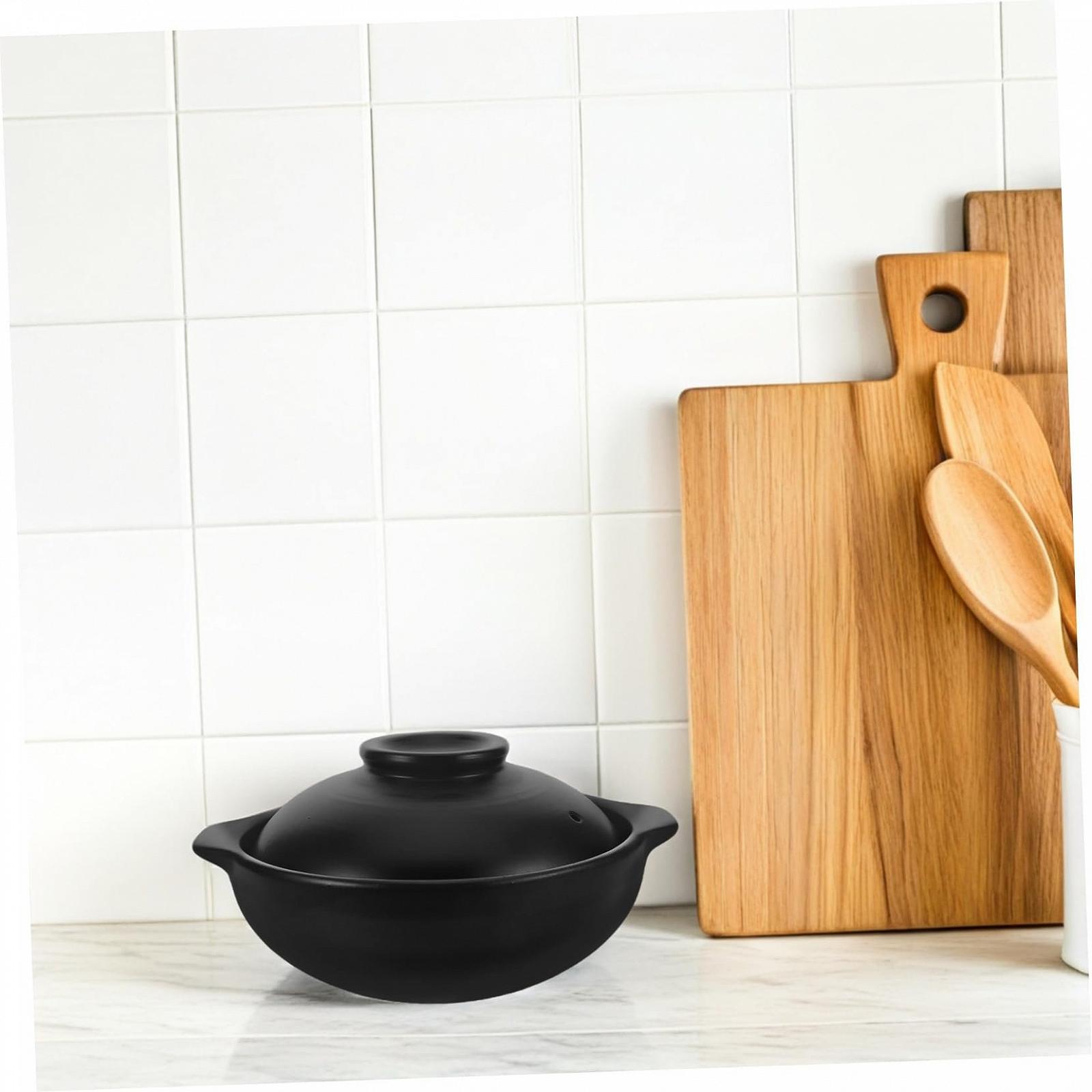 Кастрюля для запекания керамическая жаропрочная с крышкой большая для духовки и открытого огня, фото №6