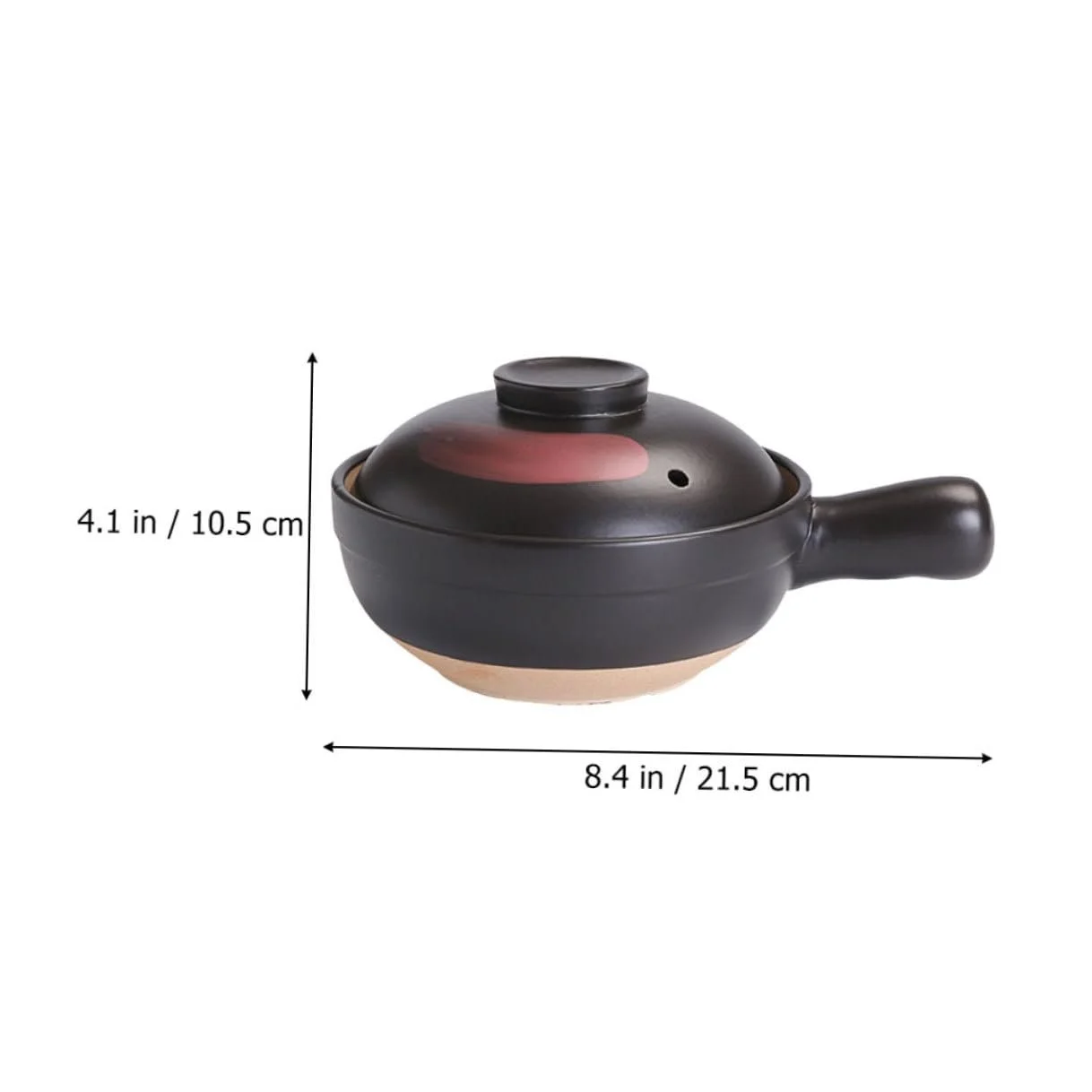 Горщик глиняний керамічний глина з ручкою антипригарне покриття малий, фото №2