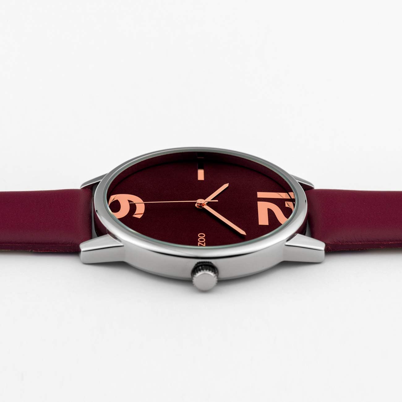 Женские часы Oozoo Кожаный ремешок 45 мм Серебристый/Бордово-красный C10373, Серебристо-бордово-красный, Ремешок., фото №6 Женские часы Oozoo Кожаный ремешок 45 мм Серебристый/Бордово-красный C10373, Серебристо-бордово-красный, Ремешок., фото №6