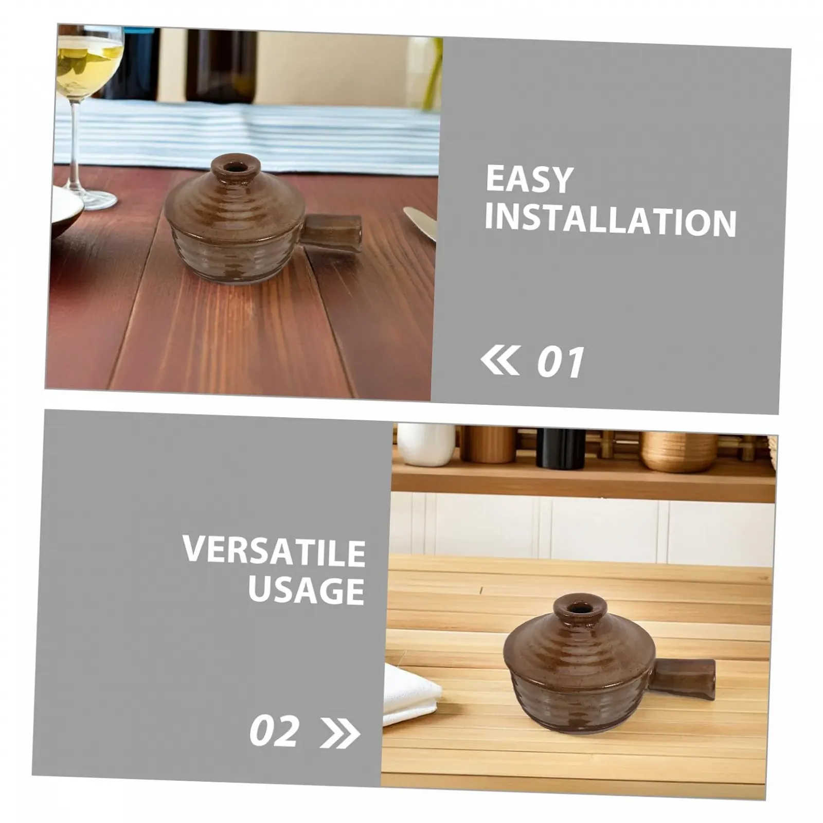 Набор кастрюль для запекания Cabilock керамических с ручками и крышками 2 шт., фото №3