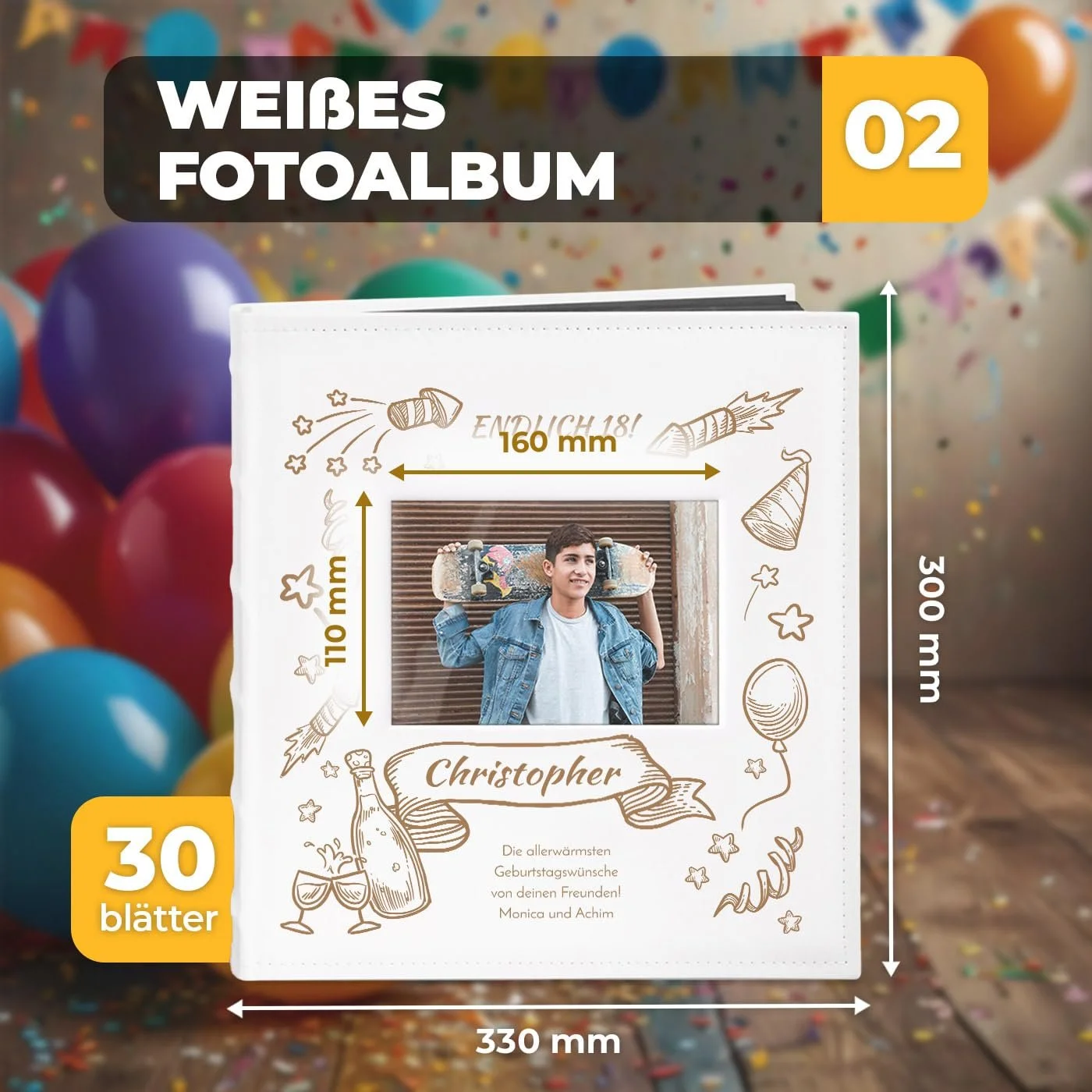 Фотоальбом Maverton для DIY с вырезом для фотографий с гравировкой - на 240 фотографий 10 x 15 - 60 черных страниц - размер 33 x 30 см - Белый, фото №3 Фотоальбом Maverton для DIY с вырезом для фотографий с гравировкой - на 240 фотографий 10 x 15 - 60 черных страниц - размер 33 x 30 см - Белый, фото №3