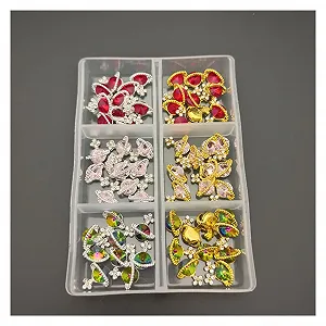 Подвески для ногтей Yaoqijie в стиле планеты 60 шт./кор., розовые/зеленые/голубые самоцветы, стеклянные стразы для ногтей на космическую тематику #10 мм x 10 мм, цвет: Тип 04 - Фото 1