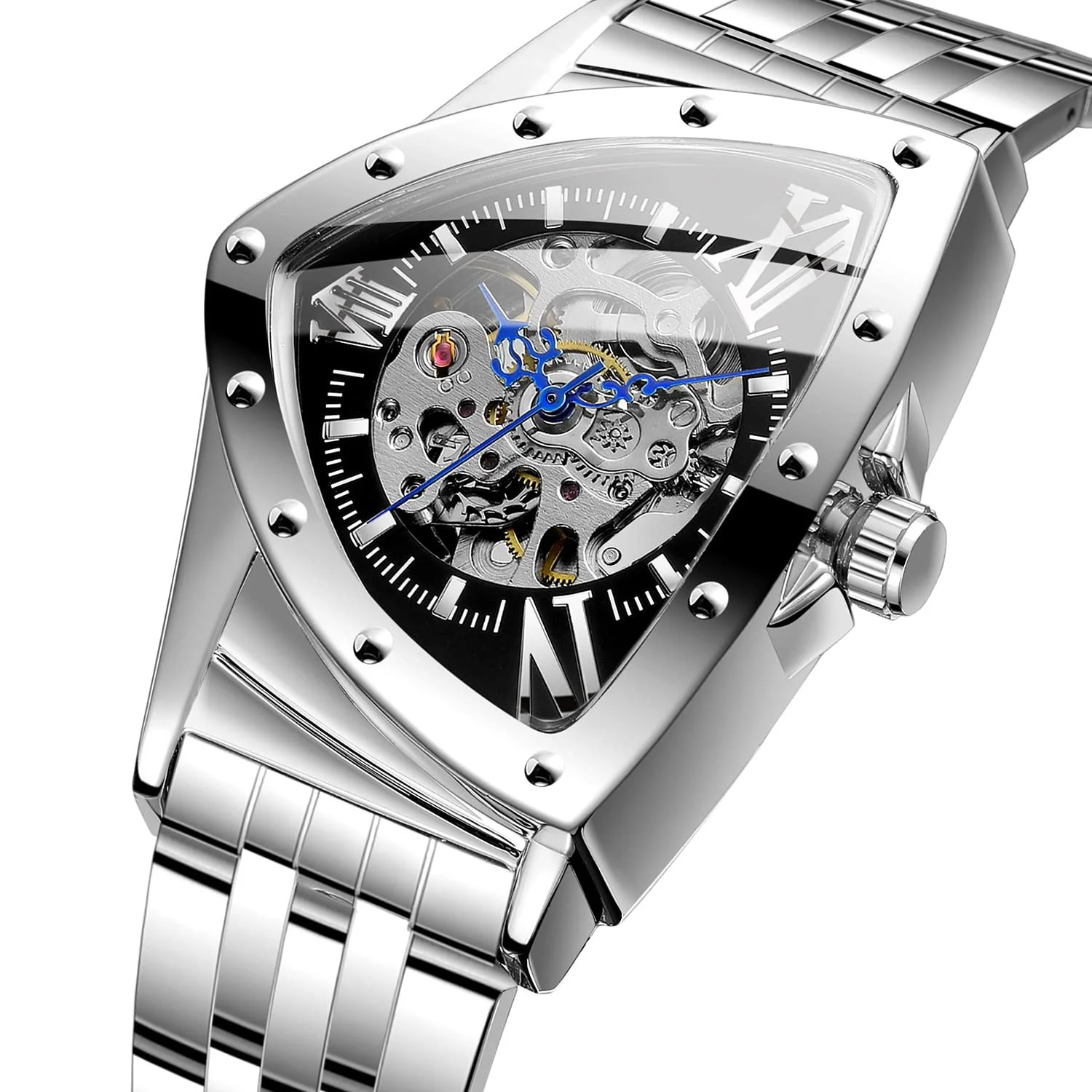 Мужские часы FORSINING Skeleton Hollow Automatic Iridescent Retro Triangle, водонепроницаемые до 30 м, фото №2 Мужские часы FORSINING Skeleton Hollow Automatic Iridescent Retro Triangle, водонепроницаемые до 30 м, фото №2