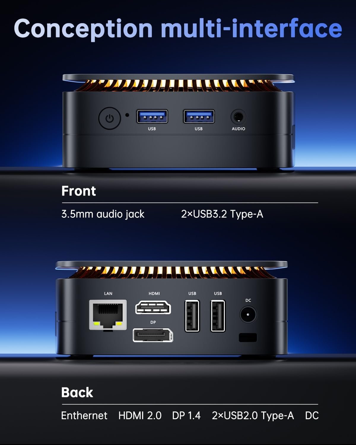 Мини ПК NiPoGi AK1PLUS / Intel N100 / RAM 16GB / SSD 1 TB / 1 x HDMI / LAN / Wi-Fi 6 / Bluetooth 5.2 / Windows 11 / Черный, фото №2 Мини ПК NiPoGi AK1PLUS / Intel N100 / RAM 16GB / SSD 1 TB / 1 x HDMI / LAN / Wi-Fi 6 / Bluetooth 5.2 / Windows 11 / Черный, фото №2