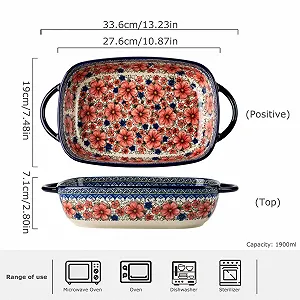 Форма для лазаньи Керамическая Прямоугольная С ручками 33,5 x 19 см 1,9 л synthetic.ua - Фото 1