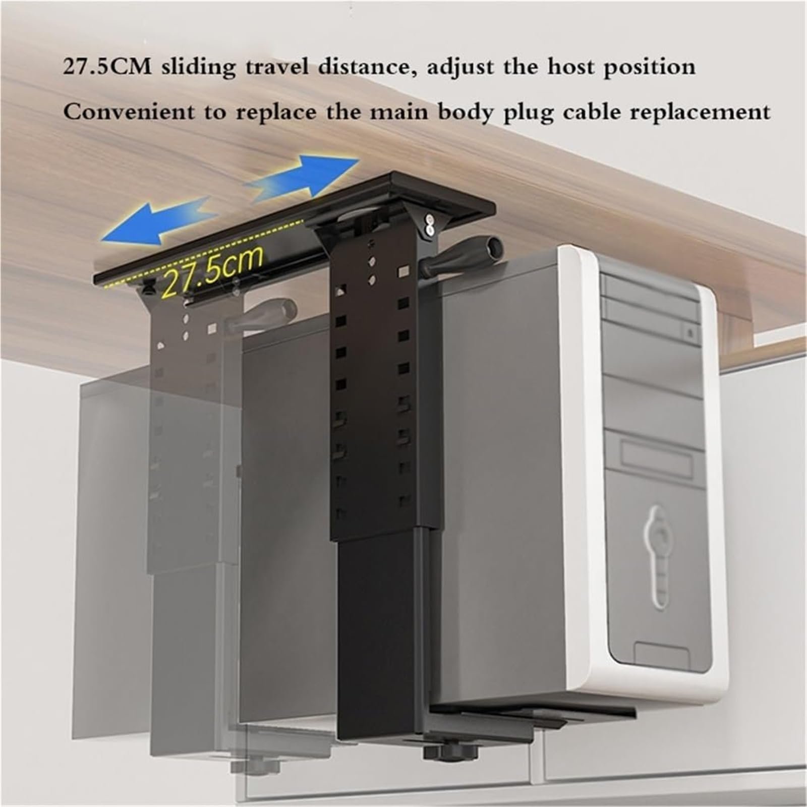 Стойка для ПК Регулируемая для настольного крепления под стол и CPU, настенный корпус, подходит для большинства ПК, фото №3