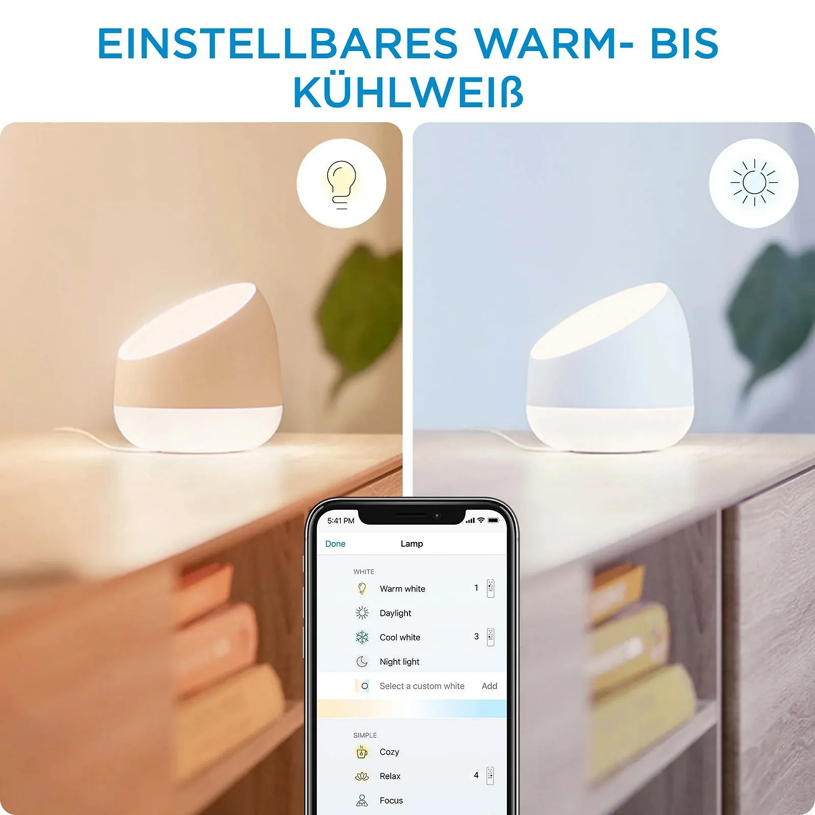 Настольная лампа WiZ Tunable White and Color Squire 620 лм WiFi RGB Диммируемая Белая, фото №10