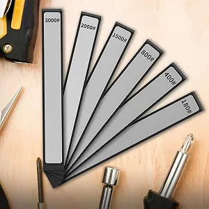 Набір алмазних каменів для заточування ножів 6 штук 180-3000 грит з основою 23 x 8 x 162 мм synthetic.ua - Фото 1
