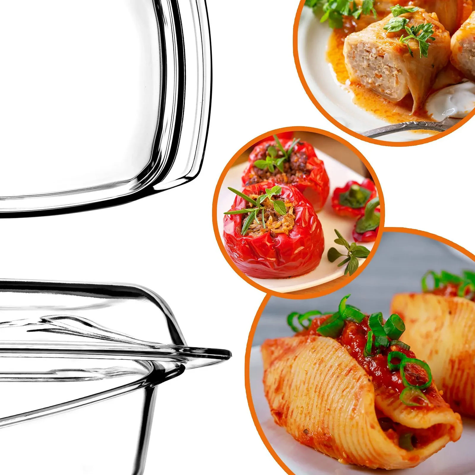 Форма для запікання KADAX з кришкою та ручками 5.1 л прямокутна скляна термостійка, фото №8