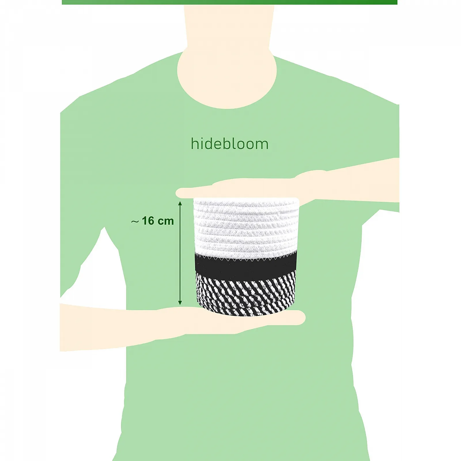 Набір підвісних кошиків 2 шт. 16 х 16 см бавовняні плетені чорний / білий, фото №5