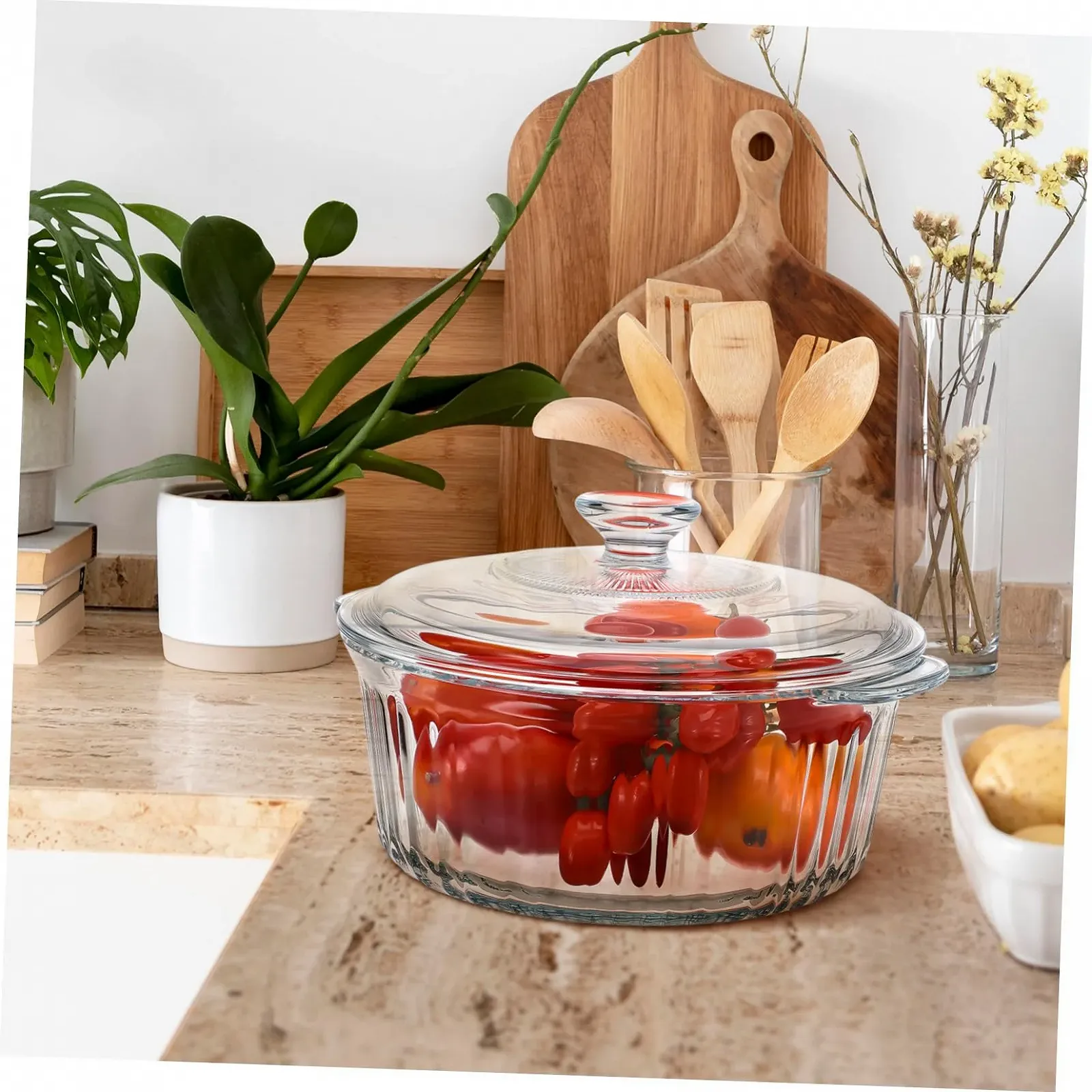 Форма ABOOFAN кругла скляна з кришкою жаростійка з боросилікатного скла, фото №9