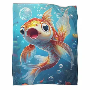 Одеяло хлопковое сверхмягкое Koi Fish Четыре сезона Многоцелевое покрывало на кровать Накидка на диван 3D 200x230 см - Фото 1