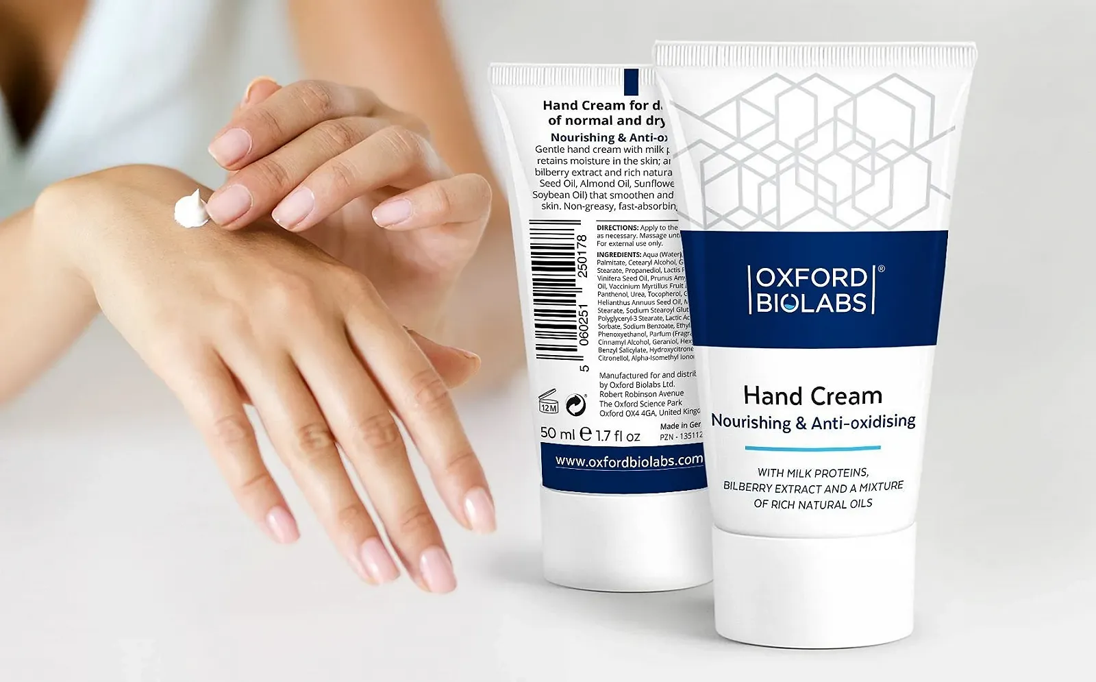 Крем для рук Oxford Biolabs Живильний та антиоксидантний Інтенсивне зволоження для нормальної та сухої шкіри 50 мл, фото №5 Крем для рук Oxford Biolabs Живильний та антиоксидантний Інтенсивне зволоження для нормальної та сухої шкіри 50 мл, фото №5