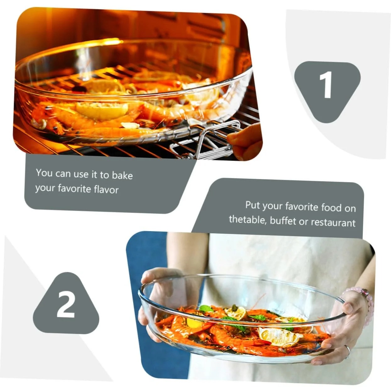 Форма для запікання Скляна термостійка велика сервірувальне блюдо салатниця Прозора, фото №4