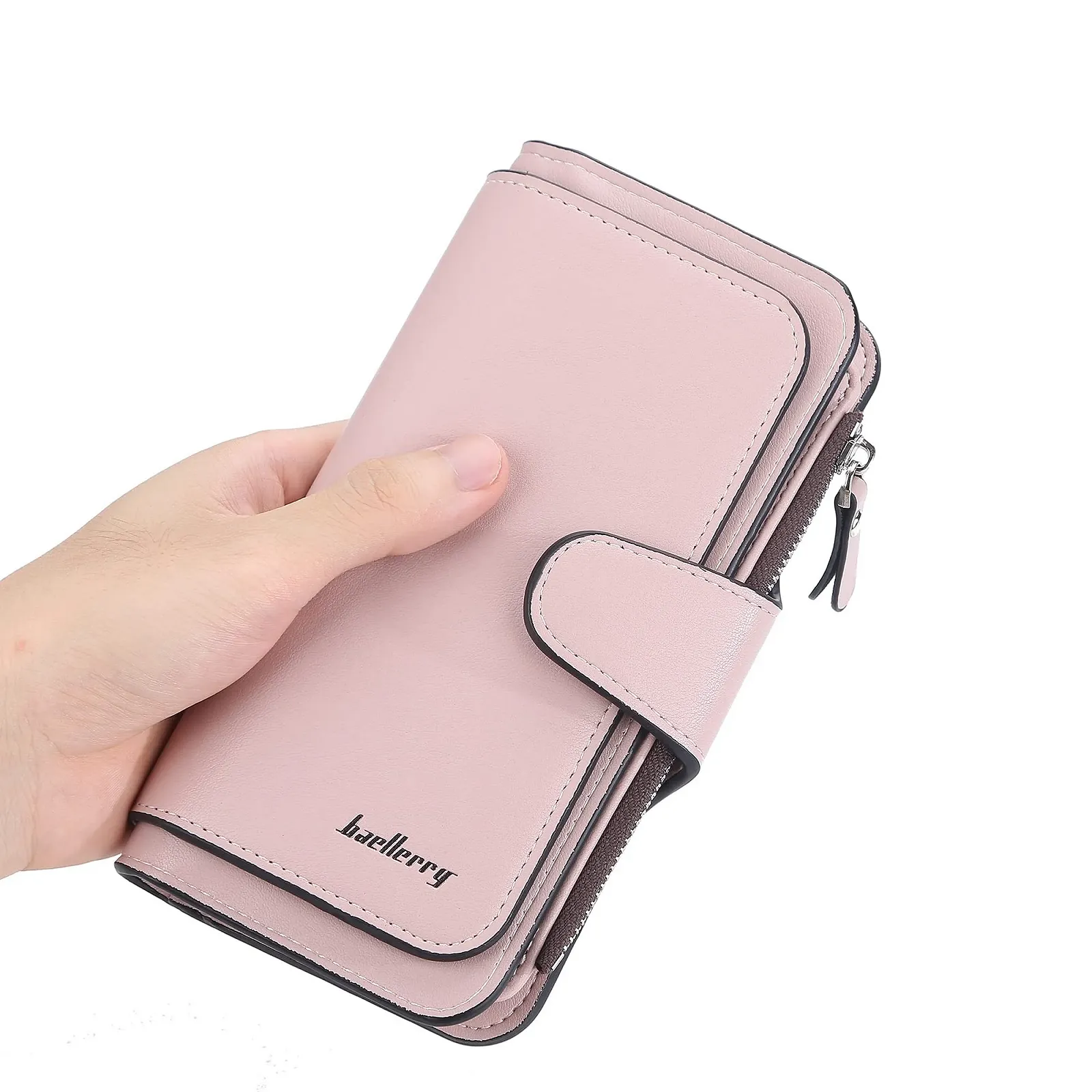 Гаманець AIFILLE Large PU Leather RFID Card Holder Рожевий із затискачем для грошей, фото №7 Гаманець AIFILLE Large PU Leather RFID Card Holder Рожевий із затискачем для грошей, фото №7