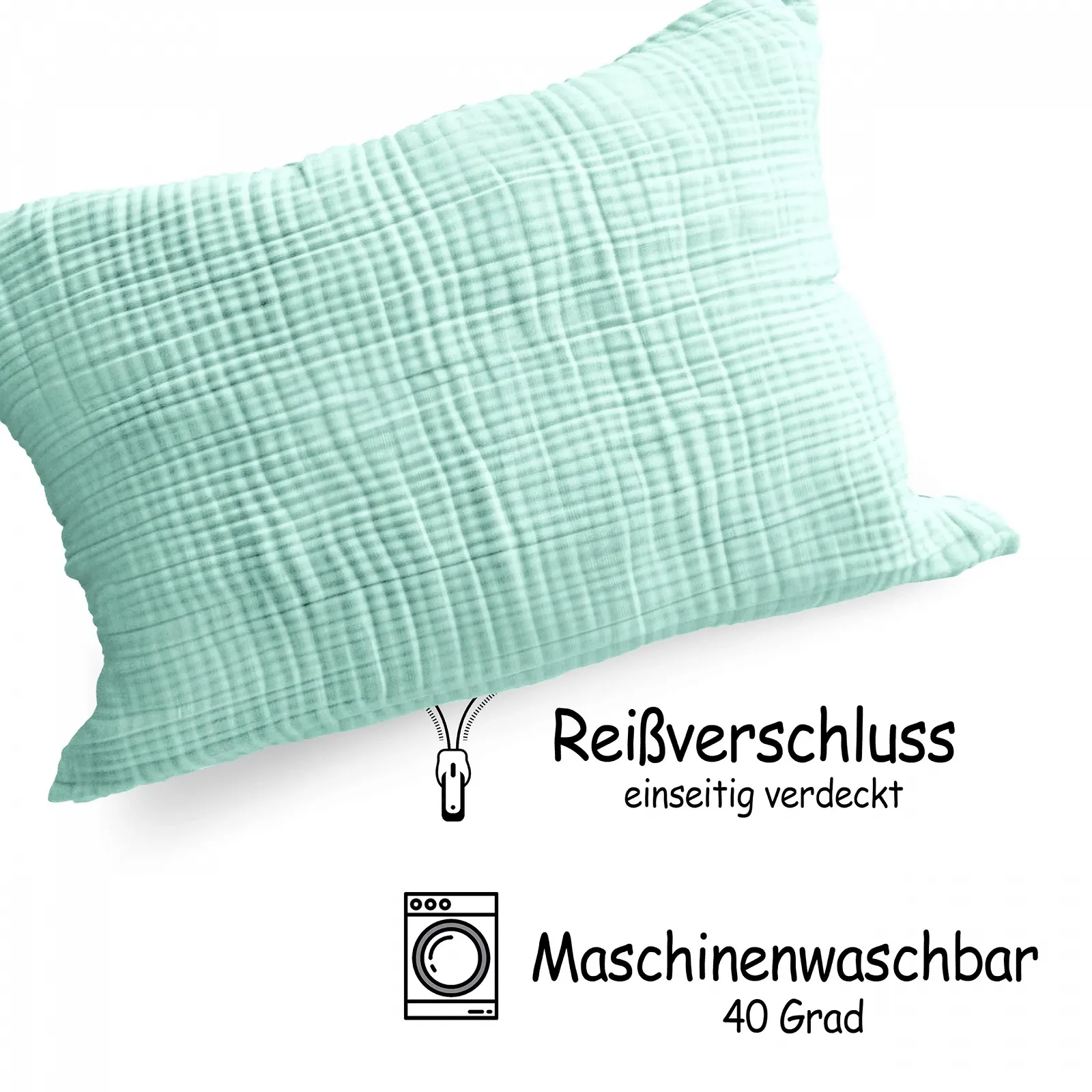 Наволочка PinkZebra Organic Muslin 35 x 40 см GOTS Oeko-Tex м'ятна, фото №6 Наволочка PinkZebra Organic Muslin 35 x 40 см GOTS Oeko-Tex м'ятна, фото №6