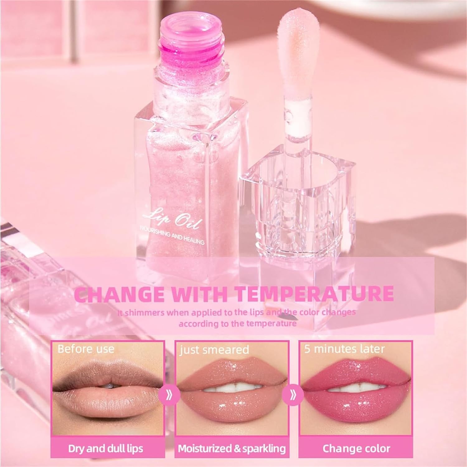 Блиск Boss Up Cosmetics Lip Oil Magic Color Changing Moisturizing Glitter, фото №3