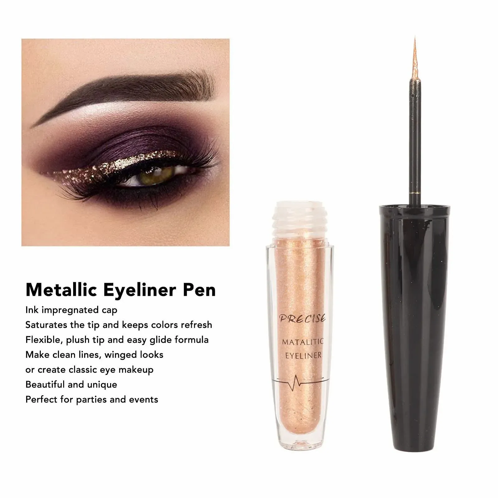 Металевий Eyeliner-Stift, Стійкий, Гнучкий, Не змазується, фото №5