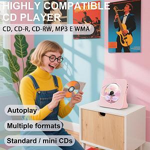 CD-програвач Bluetooth з HiFi динаміком, з пультом дистанційного керування, LED-екраном, FM-радіо, AUX/USB, роз'ємом для навушників, пилозахисною кришкою synthetic.ua - Фото 1