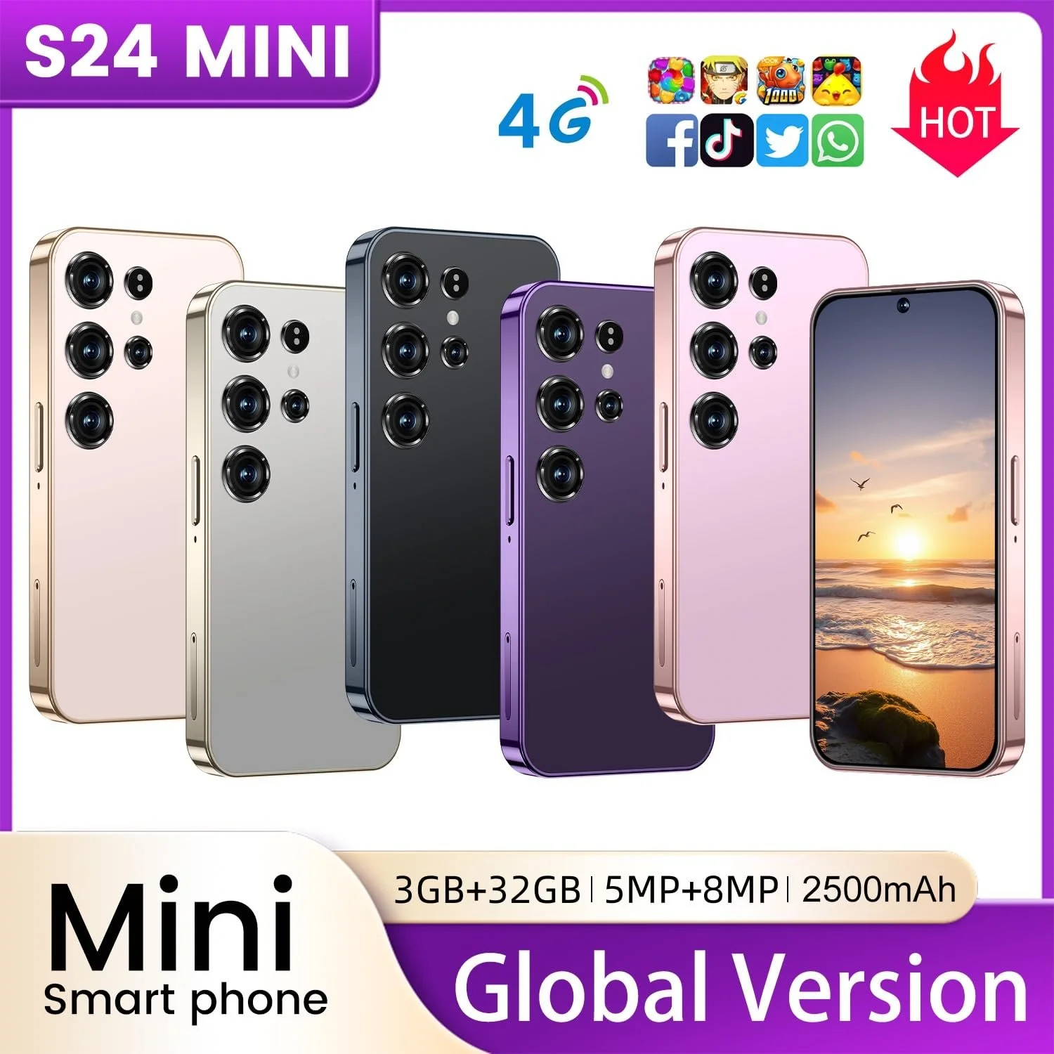 Дитячий міні-смартфон X24mini 4.0" 3GB/32GB 4G Dual SIM Android 10.0 Gold, фото №2