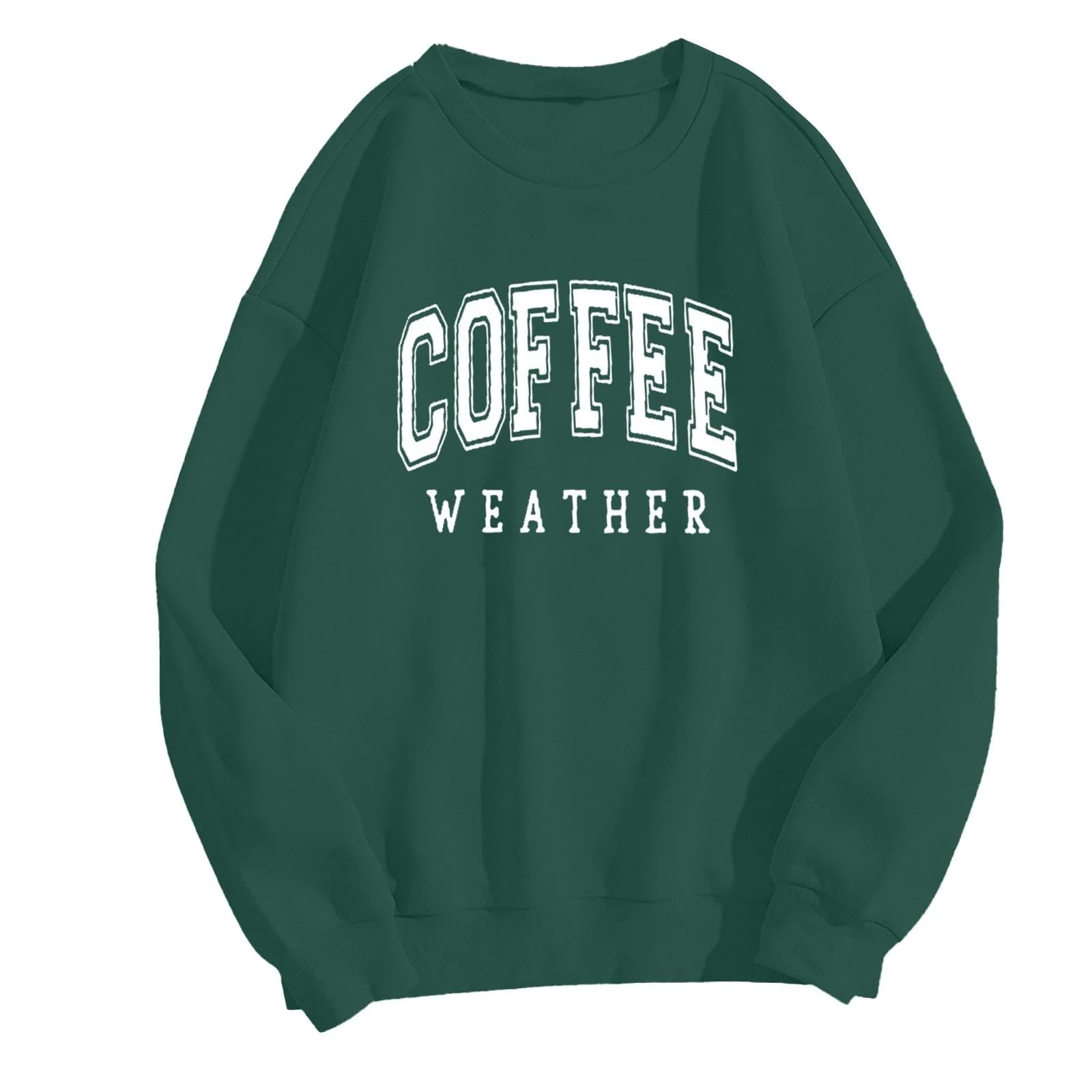 Женский свитшот 2025 Festive Street Style Кофе Weather Letter Print с длинными рукавами, круглым вырезом, свободный пуловер, блузки, осенние повседневные топы, фото №4