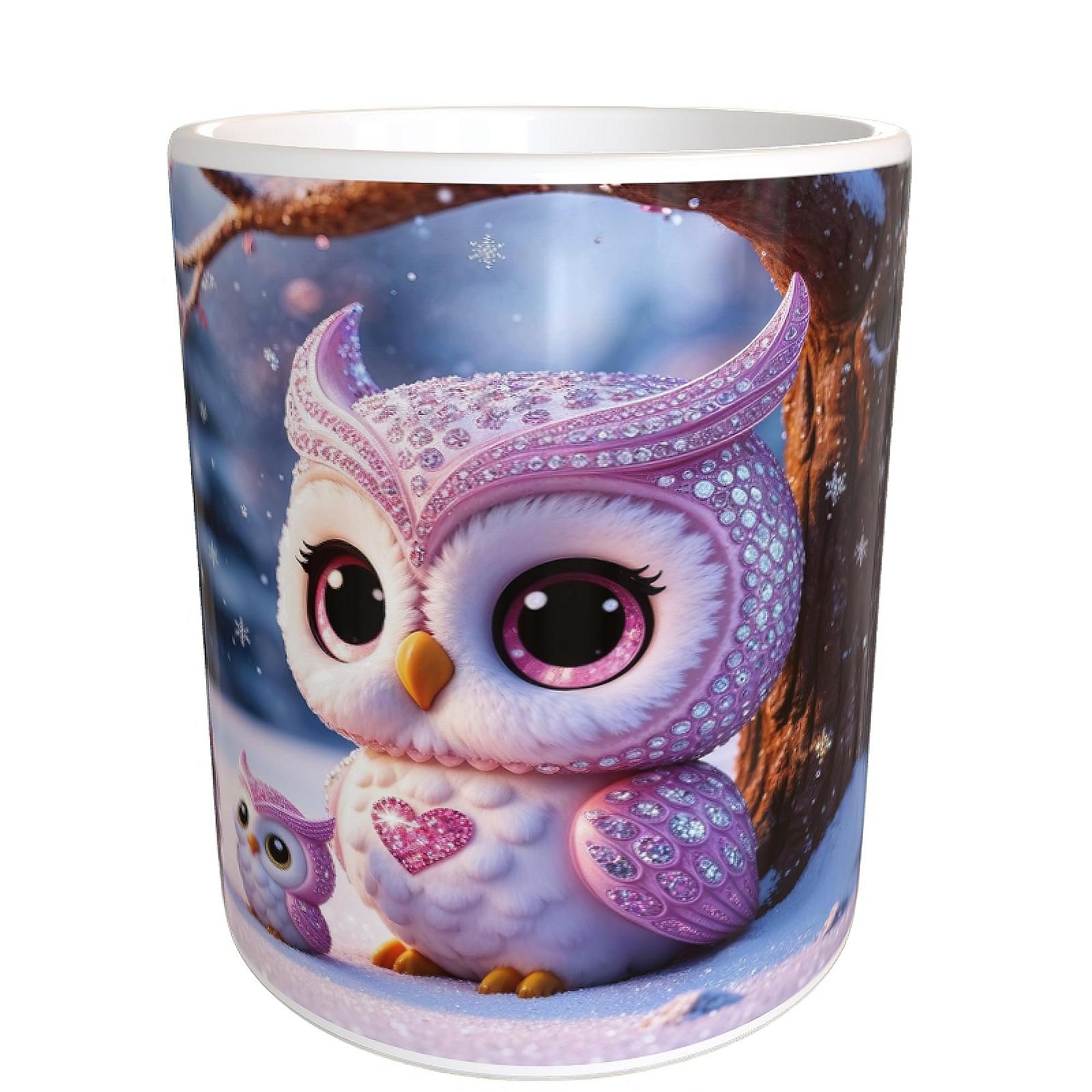 Кухоль 330 мл Чашка Сова Чібі Алмазна Вишивка, фото №1