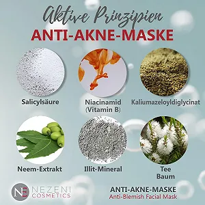 Маска для лица Nezeni от акне 60 мл, 14 активных ингредиентов, салициловая кислота, ниацинамид, азелаиновая кислота, чайное дерево и ним, веганская, для жирной и проблемной кожи synthetic.ua - Фото 1