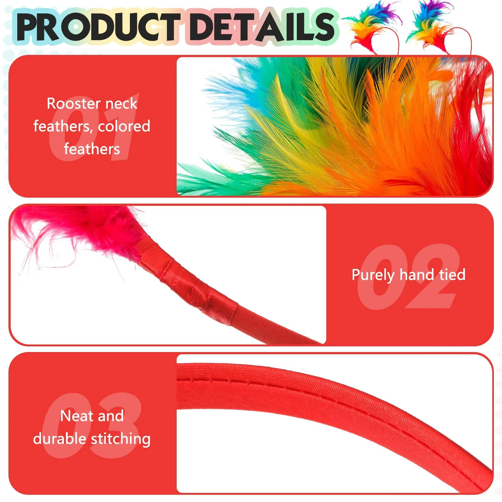 Обруч Перьевой Разноцветный, фото №3