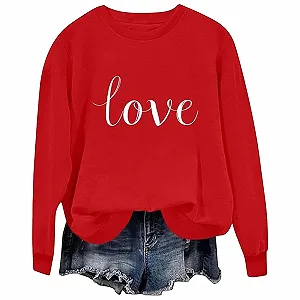 Свитшот для девочки ко Дню святого Валентина 2026, с длинными рукавами, круглый вырез горловины, теплый, повседневный верх - Фото 1