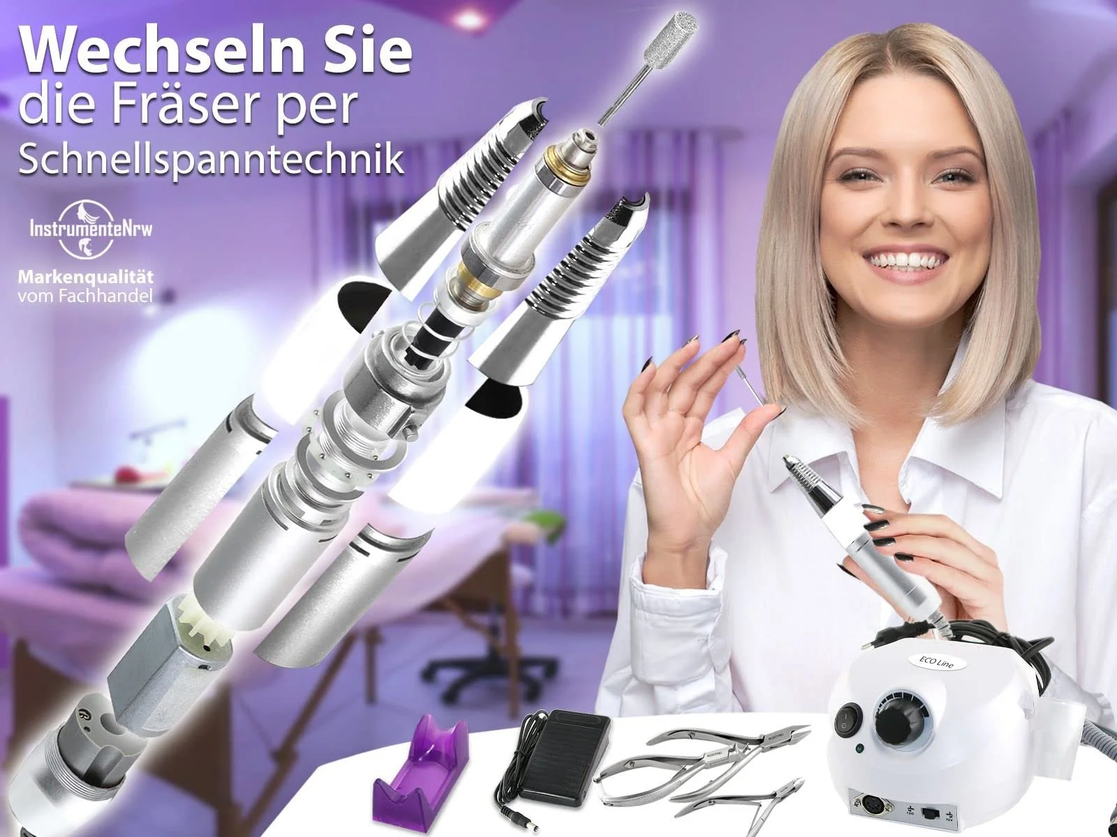 Професійний пристрій для манікюру та педикюру Фрезерний 30 000 обертів з алмазним шліфувальним кругом, фото №2