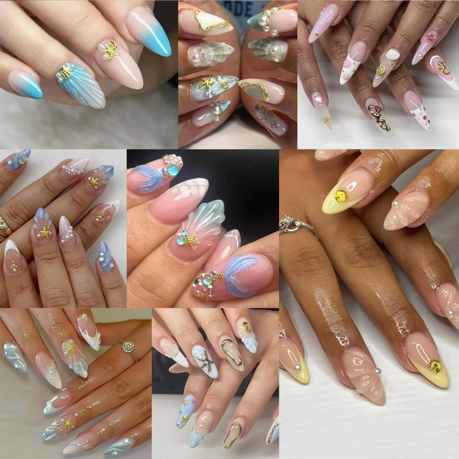 Прикраса для нігтів 6 відділень Пляжні, Золоті, фото №7