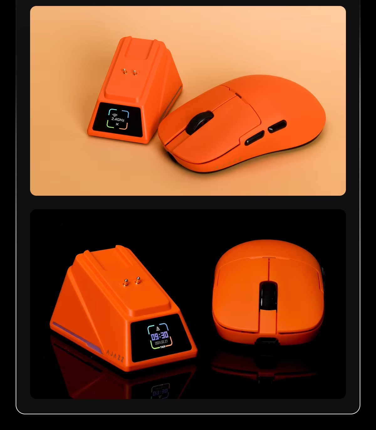 Миша AJAZZ AJ159 APEX Orange PAW3950 DPI 42K Док-станція з екраном, фото №13