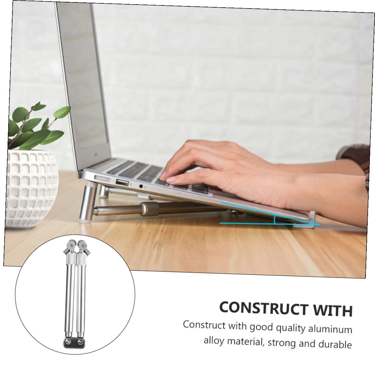 Подставка для ноутбука алюминиевая Gadpiparty регулируемая эргономичная угол наклона складная с нескользящей силиконовой накладкой и перфорированной конструкцией охлаждения для ноутбука, фото №4